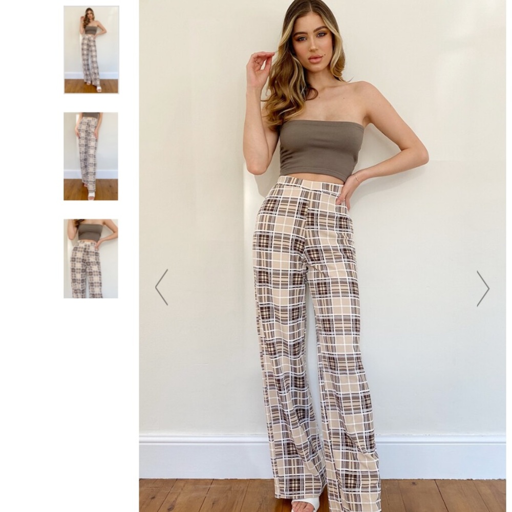 Pretty little thing check print wide leg pants